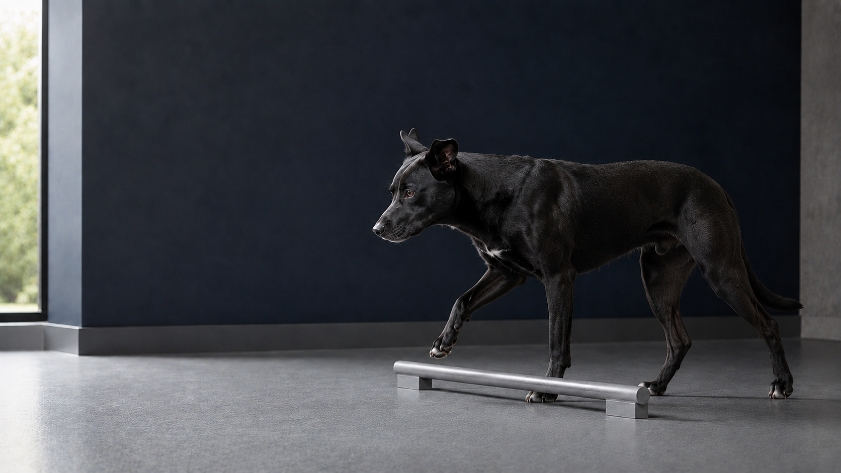 Cão em exercício controlado de recuperação funcional